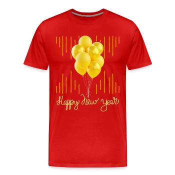 Bonne année, félicitations avec des ballons - T-shirt bio Premium Homme - rouge - Devant - Damien (186cm)