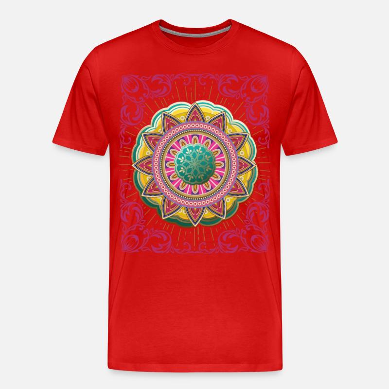 Arabesque, Mandala-Design, 3d-Mandala - Männer Premium Bio T-Shirt - Rot