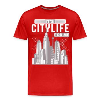 Citylife-Stadtleben Hochhäuser, New York Großstadt - Männer Premium Bio T-Shirt - Rot - Vorne - Damien (186cm)