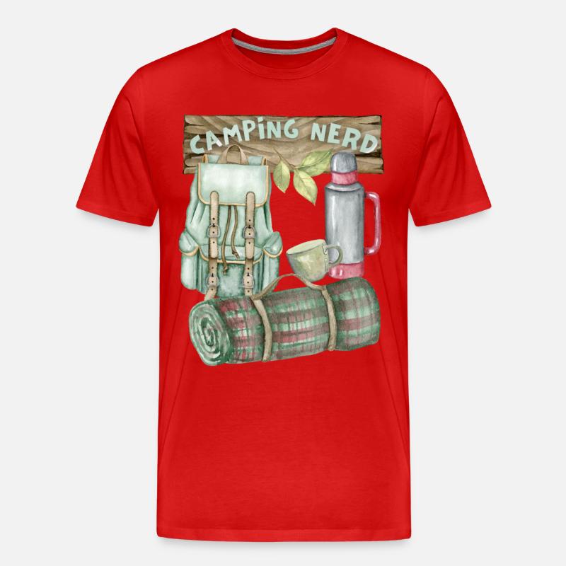 Camping, Camping-Nerd, Rucksack, lustiger Spruch - Männer Premium Bio T-Shirt - Rot