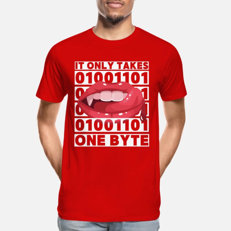 Bit Bytes Binary Computer Nerd, Vampire, Saying, Pun Men's Premium Organic T-Shirt