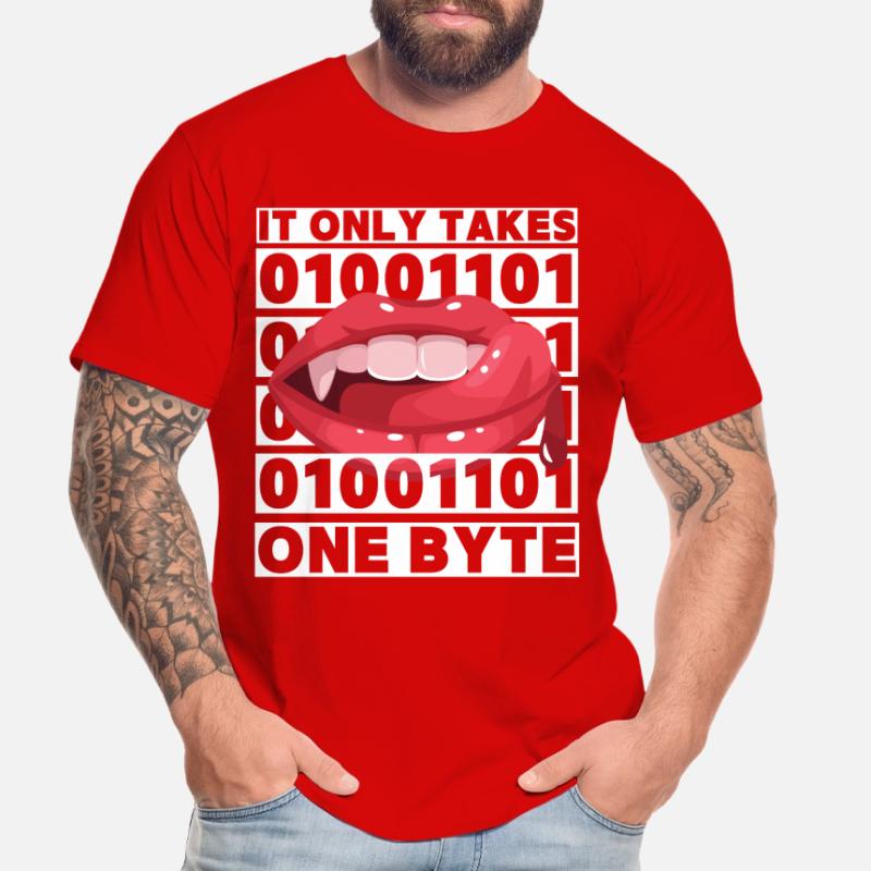 Bit Bytes Binary Computer Nerd, Vampire, Saying, Pun Men's Premium Organic T-Shirt