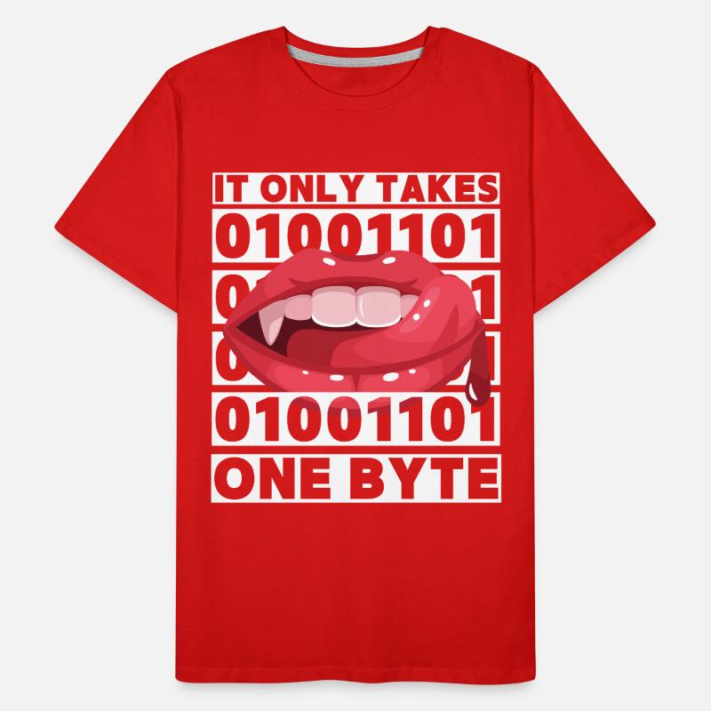 Bit Bytes Binäre Computernerd, Vampir, Spruch, Pun Männer Premium Bio T-Shirt