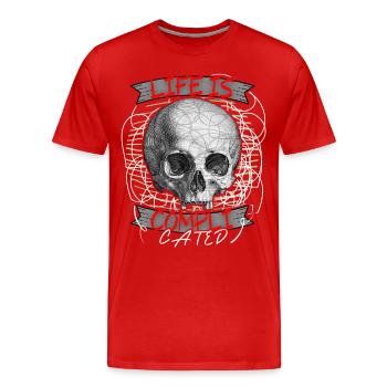 Funny saying Life is complicated, skull - Men's Premium Organic T-Shirt - red - Front - Damien (186cm)