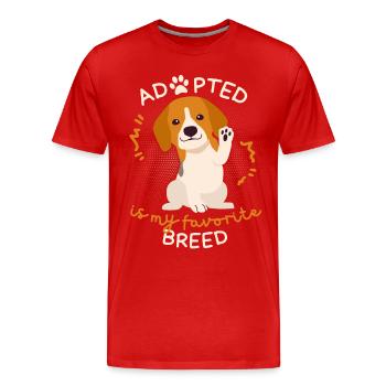 Adopted-Is-My-Favorite-Breed, Adolescent Dog - Men's Premium Organic T-Shirt - red - Front - Damien (186cm)