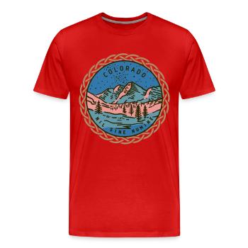 State-of-Colorado, Nil-Sine-Numine, USA - Men's Premium Organic T-Shirt - red - Front - Damien (186cm)
