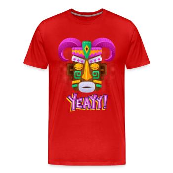Aztèques, culture maya, masque folklorique de culture tribale - T-shirt bio Premium Homme - rouge - Devant - Damien (186cm)