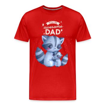 Father's Day, Daddy-Daddy, Daddy-Funny Raccoons - Men's Premium Organic T-Shirt - red - Front - Damien (186cm)