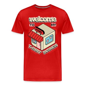 T-shirt business, shop, slogan - Men's Premium Organic T-Shirt - red - Front - Damien (186cm)