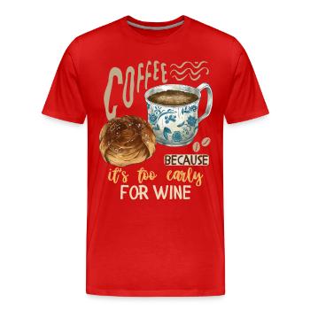 café, buveur de café buveur de vin drôle de dicton - T-shirt bio Premium Homme - rouge - Devant - Damien (186cm)