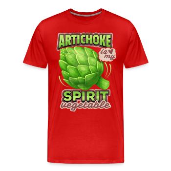 Artichoke illustration, funny saying - Men's Premium Organic T-Shirt - red - Front - Damien (186cm)