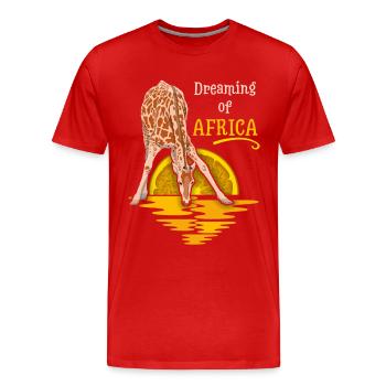 Afrika-Giraffe, Sonnenuntergang, Afrika Spruch - Männer Premium Bio T-Shirt - Rot - Vorne - Damien (186cm)
