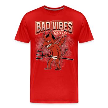 Lustiger Spruch mit Teufel-Teufelchen, Devil Satan - Männer Premium Bio T-Shirt - Rot - Vorne - Damien (186cm)