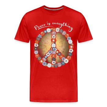 Symbole de paix, signe de paix, fleurs de signe de paix - T-shirt bio Premium Homme - rouge - Devant - Damien (186cm)