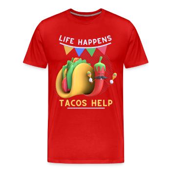 Taco mexicain amusant, tacos Pepperoni 3D - T-shirt bio Premium Homme - rouge - Devant - Damien (186cm)
