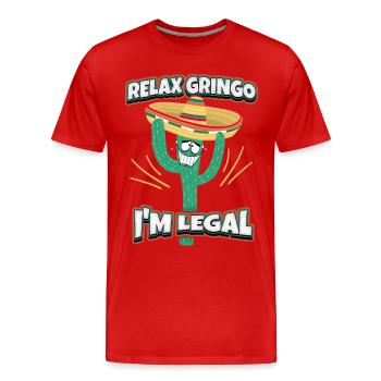 Drôle de cactus Mexique, comique Sombrero, Dire - T-shirt bio Premium Homme - rouge - Devant - Damien (186cm)