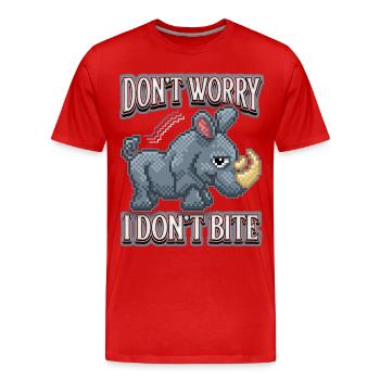 Nashorn, Rhinoceros, lustiger Spruch, Pixelart - Männer Premium Bio T-Shirt - Rot - Vorne - Damien (186cm)