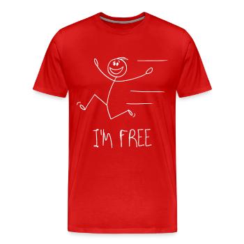 Lustiges Strichmännchen Spruch I'm-Free Freiheiten - Männer Premium Bio T-Shirt - Rot - Vorne - Damien (186cm)