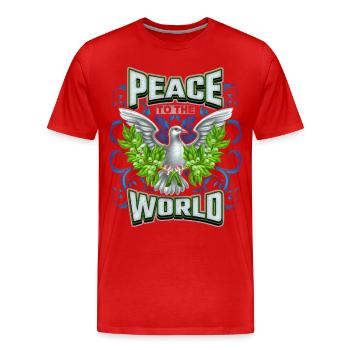 Paix, paix disant avec colombe de la paix - T-shirt bio Premium Homme - rouge - Devant - Damien (186cm)