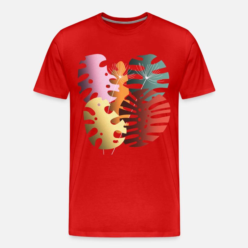 Monstera-Blätter Boho-Design Boho-Monstera - Männer Premium Bio T-Shirt - Rot