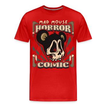 Lustige Horror Maus, Comic, Plakat Skull Mad Mouse - Männer Premium Bio T-Shirt - Rot - Vorne - Damien (186cm)