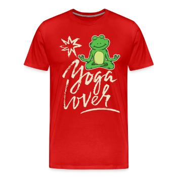 Drôle de grenouille de yoga, disant amateur de yoga - T-shirt bio Premium Homme - rouge - Devant - Damien (186cm)