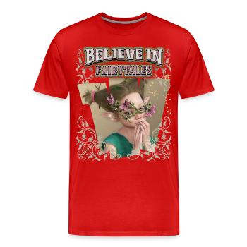 Fée de la forêt, Nymphe des bois, Noyau de fées, Dicton Elfe - T-shirt bio Premium Homme - rouge - Devant - Damien (186cm)