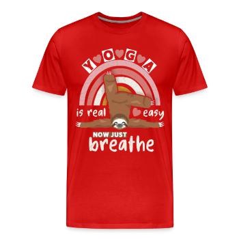 Drôle de paresseux de yoga, paresseux de yoga avec arc-en-ciel - T-shirt bio Premium Homme - rouge - Devant - Damien (186cm)