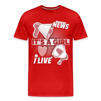 Baby-Mädchen Ankündigung mit Megaphon It's-a-Girl - Männer Premium Bio T-Shirt - Rot - Vorne - Damien (186cm)