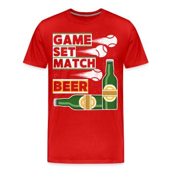 Tennis Spruch Game-Set-Match, Bier lustiger Spruch - Männer Premium Bio T-Shirt - Rot - Vorne - Damien (186cm)