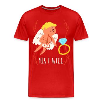 Demande en mariage Demande en mariage Wedding Angel Saying - T-shirt bio Premium Homme - rouge - Devant - Damien (186cm)