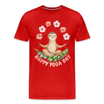 Yoga avec la paresse, la paresse amusante et les fleurs - T-shirt bio Premium Homme - rouge - Devant - Damien (186cm)