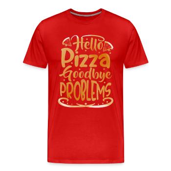 Hello Pizza, lustiger Spruch italienische Pizzeria - Männer Premium Bio T-Shirt - Rot - Vorne - Damien (186cm)