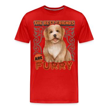 Bichon Havaneser Hund, vintage Aquarell, Rassehund - Männer Premium Bio T-Shirt - Rot - Vorne - Damien (186cm)