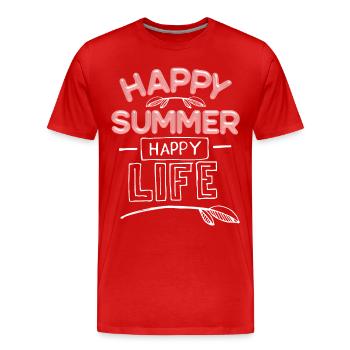 Summer Summer, Happy-Summer Saying - Men's Premium Organic T-Shirt - red - Front - Damien (186cm)