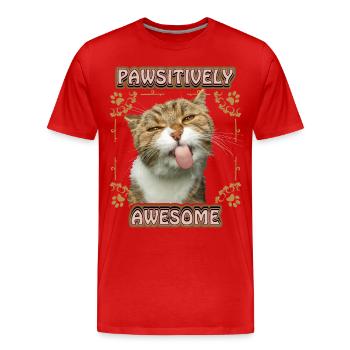 Cat sticks out tongue, funny saying, Pun - Men's Premium Organic T-Shirt - red - Front - Damien (186cm)