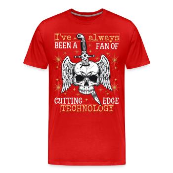 Vintage Totenkopf mit Dolch, lustiger Spruch - Männer Premium Bio T-Shirt - Rot - Vorne - Damien (186cm)