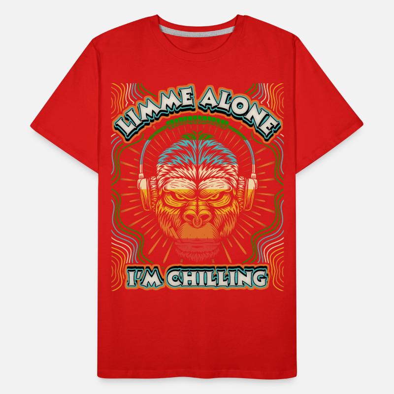 Singe avec des écouteurs Gorilla Monkey, Chilling Dicton T-shirt bio Premium Homme