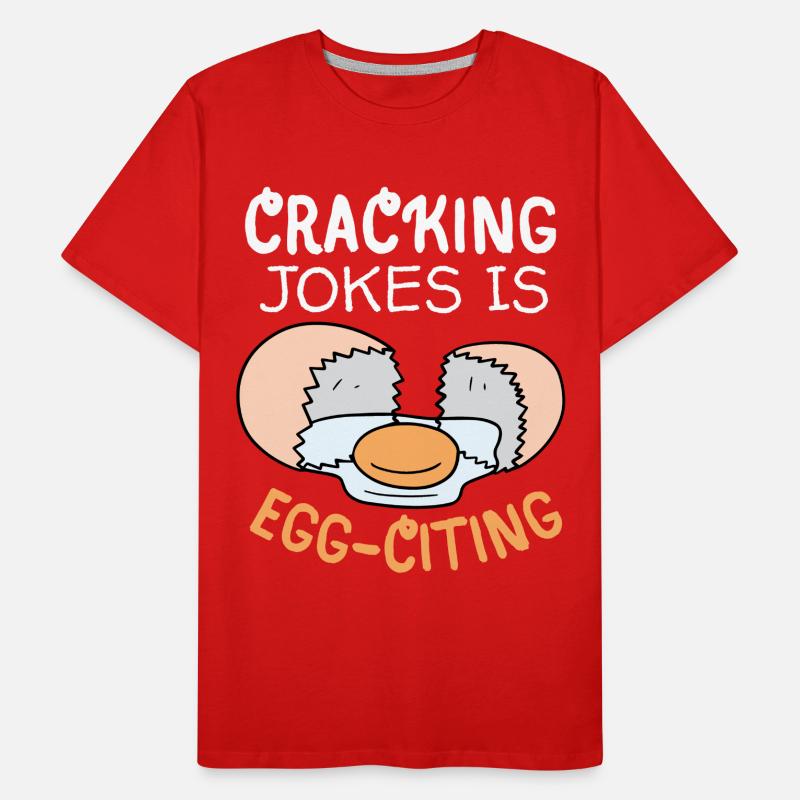 Egg, Eggs, Funny Saying, Pun Egg-citing Joke Men's Premium Organic T-Shirt