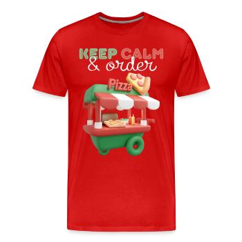 Pizza Vending Truck, 3d Pizza Truck, Street Food - Men's Premium Organic T-Shirt - red - Front - Damien (186cm)