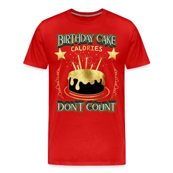 Anniversaire, drôle de dicton avec gâteau, tarte - T-shirt bio Premium Homme - rouge - Devant - Damien (186cm)