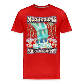 Magic Mushrooms, Psychedelische Pilze Surrealismus - Männer Premium Bio T-Shirt - Rot - Vorne - Damien (186cm)
