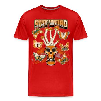 Champignons Magiques, Psychédélique, Crâne, Champignons - T-shirt bio Premium Homme - rouge - Devant - Damien (186cm)