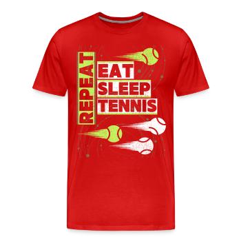 Eat-Sleep-Tennis lustiger Tennis-Spruch - Männer Premium Bio T-Shirt - Rot - Vorne - Damien (186cm)