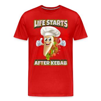 Kebab Chef, Funny Kebab Saying, Döner Kebap - Men's Premium Organic T-Shirt - red - Front - Damien (186cm)