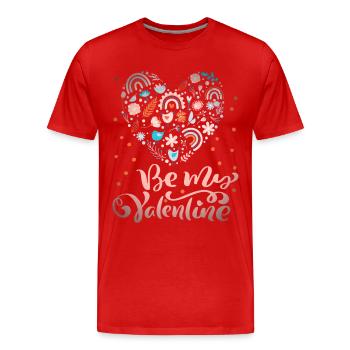 Be-My-Valentine Dicton Saint-Valentin avec arc-en-ciel - T-shirt bio Premium Homme - rouge - Devant - Damien (186cm)