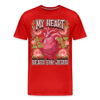 Anatomisches Herz, Jesus Christus Spruch, vintage - Männer Premium Bio T-Shirt - Rot - Vorne - Damien (186cm)