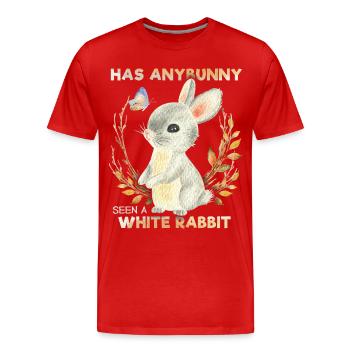 Drôle de lapin, dicton de lapin, jeu de mots, lapin blanc - T-shirt bio Premium Homme - rouge - Devant - Damien (186cm)