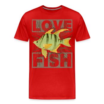 Love Fish Saying Vintage Fish, Fish Illustration - Men's Premium Organic T-Shirt - red - Front - Damien (186cm)