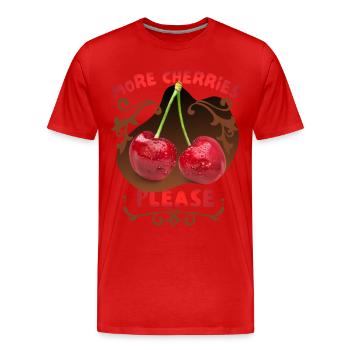 Kirsche Cherry-Fruit lustiger Spruch More-Cherries - Männer Premium Bio T-Shirt - Rot - Vorne - Damien (186cm)